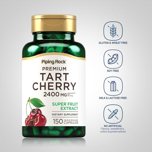 Piping Rock Tart Cherry Extract Capsules, 2400mg | 150 Pills | Premium Super Fruit | Non-GMO, Gluten Free