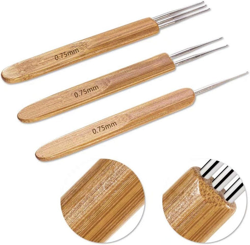 5 Pcs Dreadlocks Tool Set Includes 3 Pcs Crochet Hooks, 2 Pcs Interlocking Needles for Braid Craft