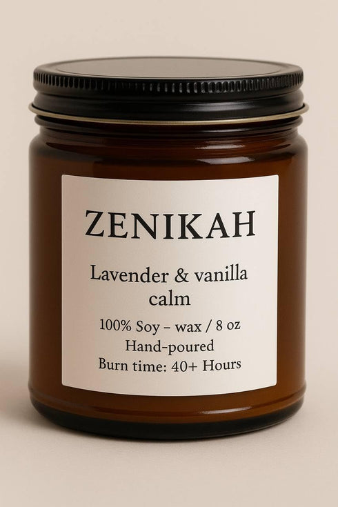 ZENIKAH 8 oz Luxury Scented Candle Hand-Poured Soy Wax | Aromatherapy Candle for Relaxation, Stress Relief & Home Dcor