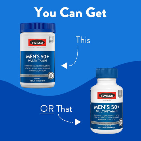 Swisse Daily Multivitamin for Men 50 and Over | 39 Vitamins, Antioxidants and Minerals + Adaptogens | Energy & Immune