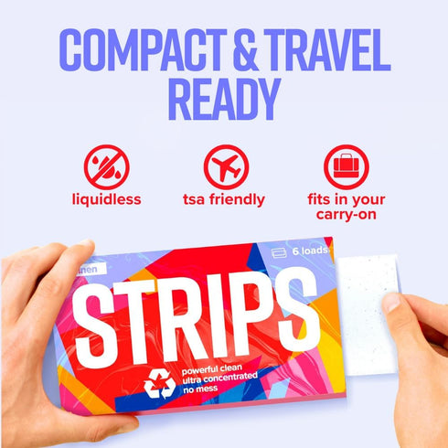 Pack (3ct, 6 STRIPS Laundry Detergent Sheets Fresh Linen Travel loads) Eco Liquidless Soap, Travel-Friendly, Dissolves