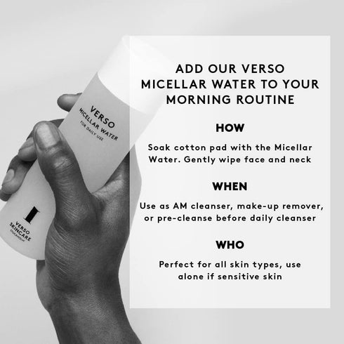 Verso Skin Care Micellar Water Face Cleanser, Calming Gentle Cleanser for Youthful Skin