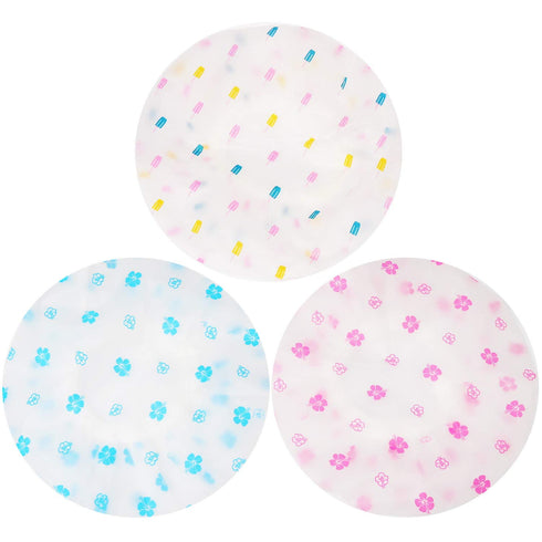 Shower Caps, 3 Pcs Waterproof Bath Caps, Plastic Reusable Shower Caps for Women Ladies Spa Salon