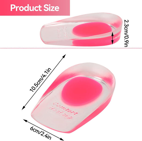 2 Pairs Women Gel Heel Cups - Soft Elastic Massage Heel Cushion for Foot Pain Relief, 4.1 x 2.4 x 0.9in