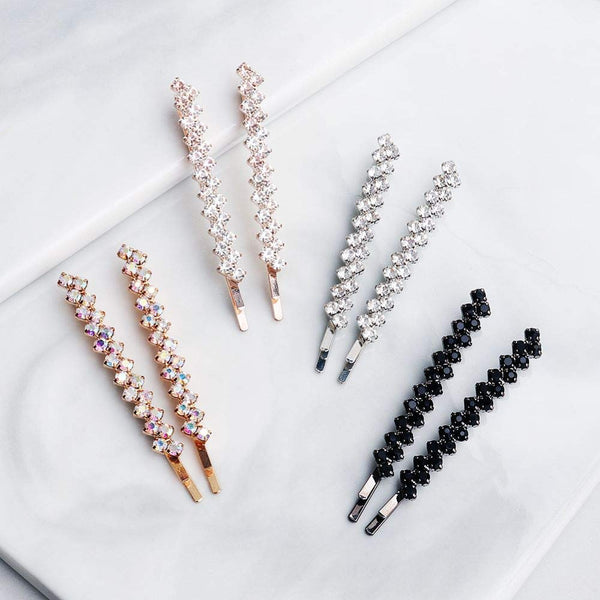 WHITEBRIDGE 8pcs Crystal Rhinestone Hair Pins, Four Kinds of Color for Women & Girls