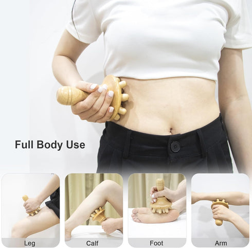 Tool-5.5 4.3 inches Wood Therapy Massage Tool Wooden Lymphatic Drainage Massager One-Handed Body Sculpting