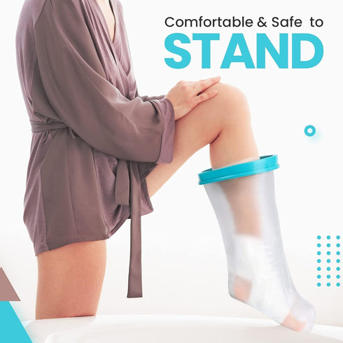 100% Waterproof Adult Cast Covers for Shower Leg, Reusable 28" Long, Easy to Wear, Post Surgery