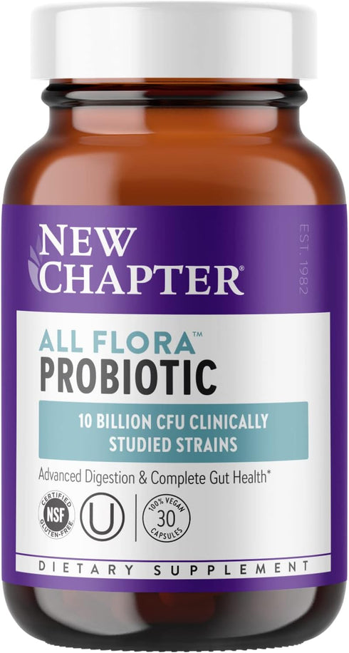 New Chapter Probiotic All-Flora, 30 ct for Advanced Digestion & Complete Gut Health, 100% Vegan, Non-GMO