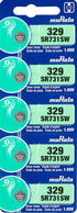 Murata 329 Battery SR731SW 1.55V Silver Oxide Watch Button Cell, 5 Batteries
