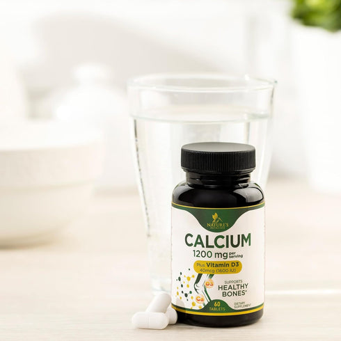 Calcium 1200 mg with Vitamin D3, Calcium Supplement for Bone Strength, Teeth & Immune System, 60 Tablets