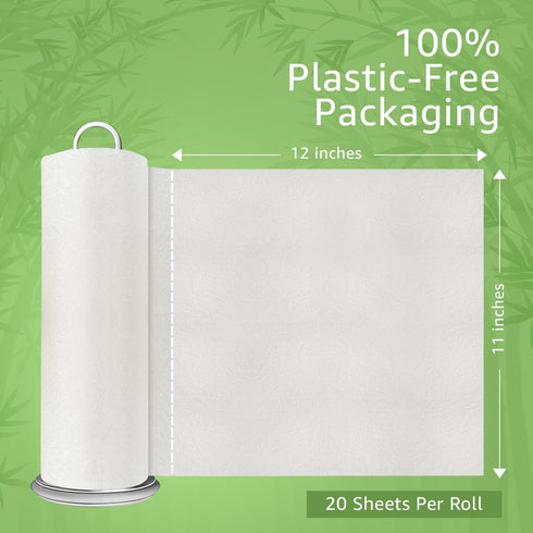 2 Rolls of Bamboo Reusable Paper Towels, Heavy Duty & Super Absorbent, Ecofriendly Machine Washable, 20 Sheets