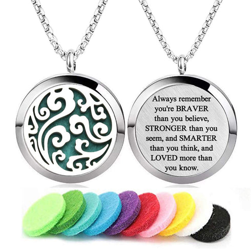 Aromatherapy Essential Oil Diffuser Necklace - Cloud Pattern Stainless Steel Locket Pendant