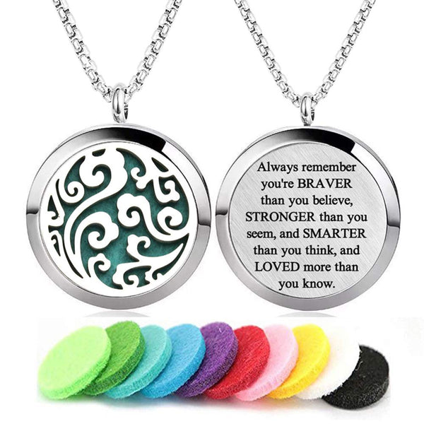 Aromatherapy Essential Oil Diffuser Necklace - Cloud Pattern Stainless Steel Locket Pendant