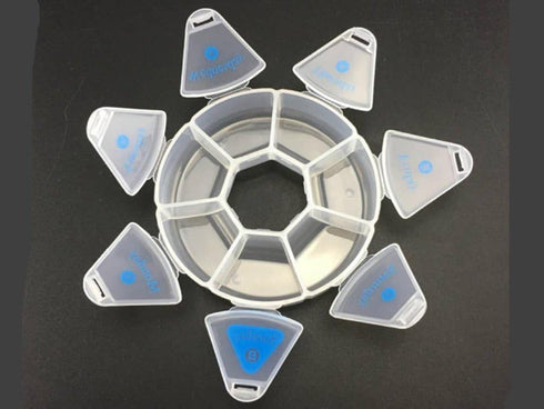 xjs 7 XZC Round Shaped Clear Hard Plastic Day Drug Organizer Pill Box