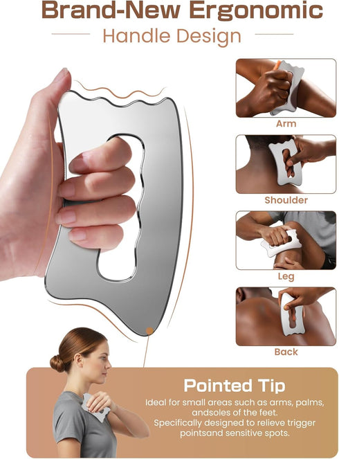 tophld Muscle Scraper Tool, Stainless Steel Scraping Tool Physical Therapy, Guasha Tool for Body, Myofascial Release