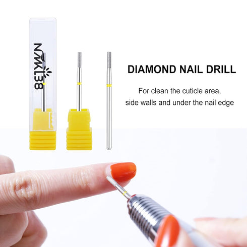 NMKL38 Electric Nail Drill File Tool, Small Barrel Shape Diamond Bit Cuticle Cleaner for Manicure Pedicure Kit