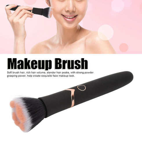 Powered Electric Makeup Brush Loose Powder Brush 10 Gears Vibration Electric Massage Brush for Makeup Blending Contouring Airbrush Finish, Black
