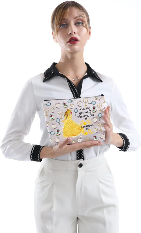 Beauty Movie Makeup Bag, Fans Gift for Princess Birthday, Fairy Tales Cosmetic Bag (ALWAYS BE Bellee)