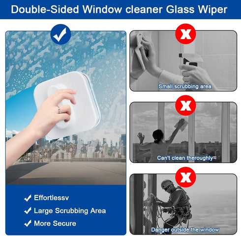 zxbaers 3-10MM, Magnet Window Cleaner Tool, Magnetic Glass Cleaner with Anti-Falling Rope for Glass Thickness Window