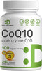 CoQ10 100mg - 240 Capsules with Omega 3 Fatty Acid 100mg, Bioavailable Coenzyme Q10 for Heart, Energy & Brain Health