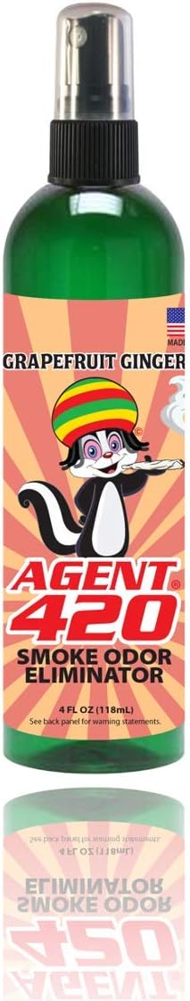Agent 420 Smoke Odor Destroying Spray, 4 oz, Eliminating Smoke, Cigarette or Unwanted Odors (Grapefruit Ginger)