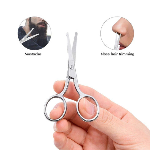LIVINGO Premium Curved and Rounded Nose Hair Scissors for Men, 2 PC Set for Beard, Mustache, Ear, Facial Hair