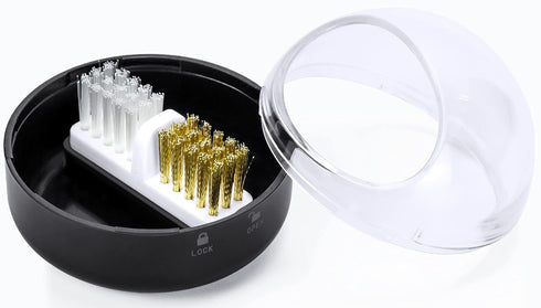 Nail Art Cleaner Tool Case with Steel Wire Brush and Nylon Brush for Cleaning Nail Drill Bits, Removable, Washable,