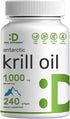 DEAL SUPPLEMENT Antarctic Krill Oil 1,000mg, 240 Softgels – Rich in Omega-3s, EPA, DHA, Astaxanthin, Non-GMO