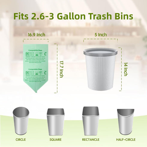 OMOTIYA 3 0.8 100 Count, D6400, Compostable Trash Bags Gallon, Extra Thick Mils, ASTM BPI, OK Compost Home Certified