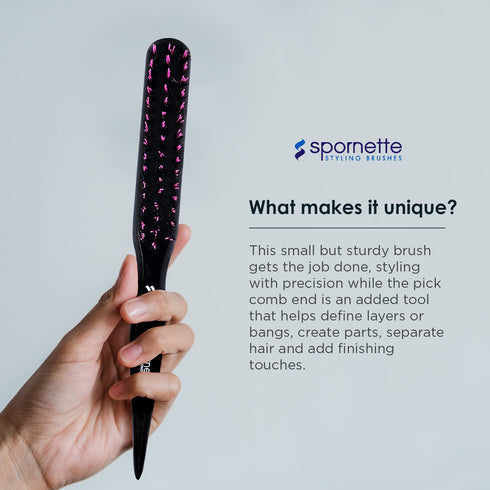Spornette Boar Bristle Hair Brush, Little Wonder Teasing Brush for Volume (Pink)