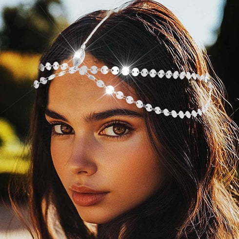 Yean Gold Sequins Head Chain, Bohemian Hair Jewelry Headpiece, Festival Headband Accessories for Women