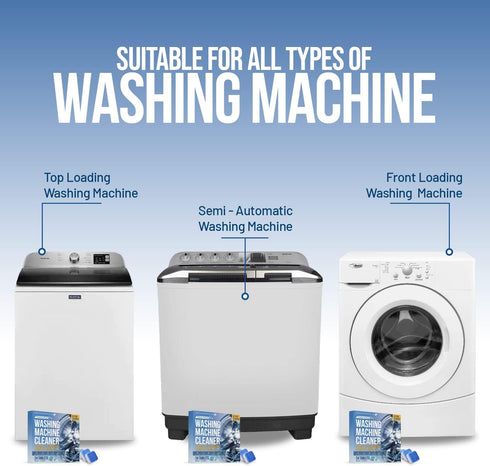 Washing Machine Cleaner Descaler Tablets - (24 Tablets, 1 Year Supply) Eco-Friendly Deep Cleaning Tablets for HE Front & Top Loader Washer, Remove Ordor Grime Buildup Residue Eliminator