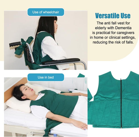 BOYUDZLTD Bed Restraint Vest for Elderly & Dementia Patients, Anti-Fall Safety Vest with Back Zipper, Adjustable Straps