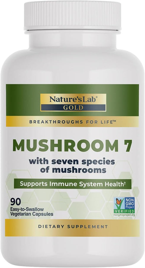 Nature's Lab Mushroom 7 Organic Blend, Supports Immune System and Cell Function, 90 Capsules (45 Servings)