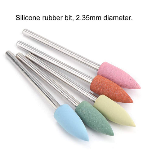 Nail Drill Bits Set, 5pcs Rubber Nail Drill Bits - Manicure Pedicure Tool for Processing and Polishing Nails