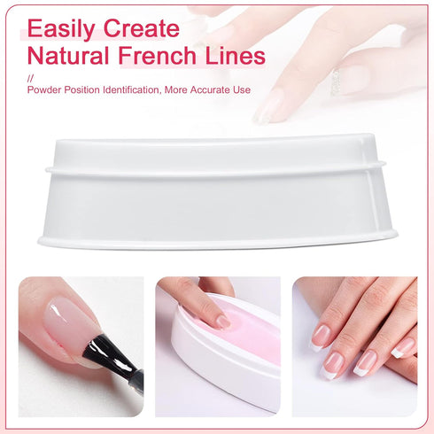 krofaue Nail Dip Container, Dipping Powder Tray for French Nail Smile Line Molding, Fashion Nail Tool