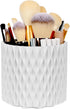 WAFJAMF Makeup Brush Holder, 360 Rotating Storage Cup for Vanity, Bathroom Countertop, 5 Slot Container - Pearl White