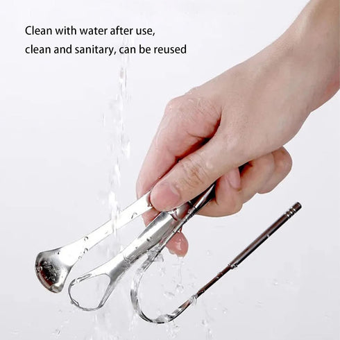 Yiwafu 2 Pack Tongue Scraper,Stainless Steel Tongue Cleaners,Tongue Scraper for Adults, Reduce Bad Breath and Fresh