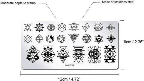 WOKOTO 5Pcs Nail Plates Stamping Set with Classic Geometric Stars Nail Art Kit