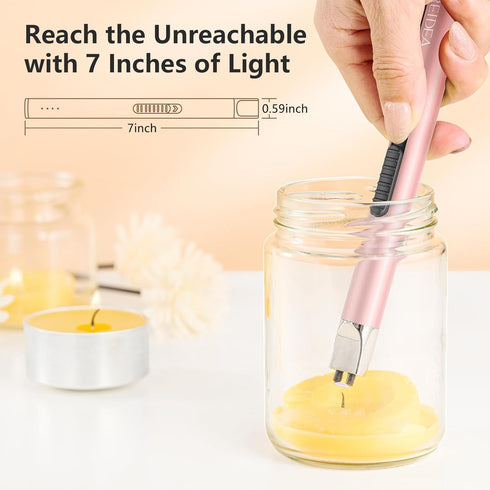 REIDEA Electronic Candle Lighter, Arc Windproof Flameless USB Rechargeable Lighter with Safe Button, 2 Pack