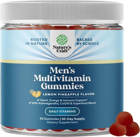 Men's Multivitamin Gummies with CoQ10 and Ashwagandha - Daily Multivitamin for Men Gummies with Superfood Complex,