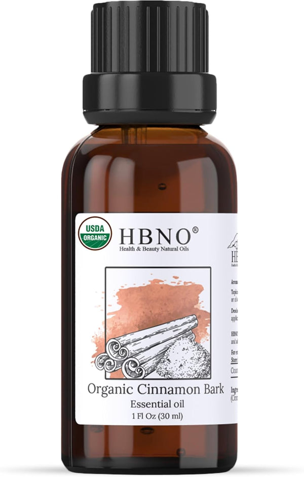 HBNO Organic Cinnamon Bark Essential Oil, 1 Oz (30 ml)