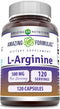 Amazing Formulas L-Arginine Supplement - 500 Mg Per Serving, Non-GMO, Gluten Free Capsules (120 Count)