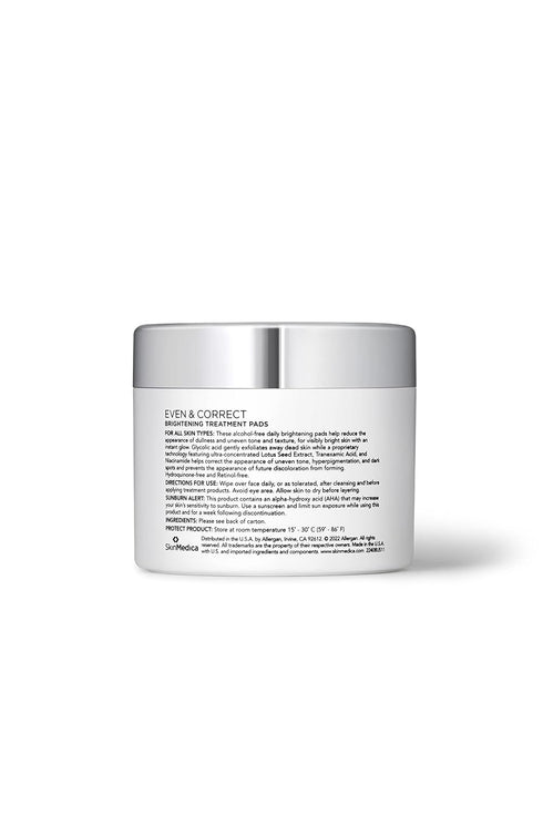 SkinMedica Even & Correct Brightening Treatment Pads - 10% Glycolic Acid Exfoliating Pads - 60 Ct
