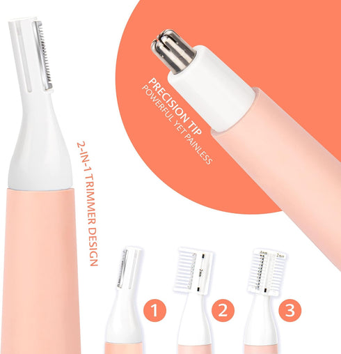 Nose Hair Trimmer for Women - Portable, Waterproof, Rechargeable 2-in-1 Trimmer, Easy to Clean for Sensitive Skin