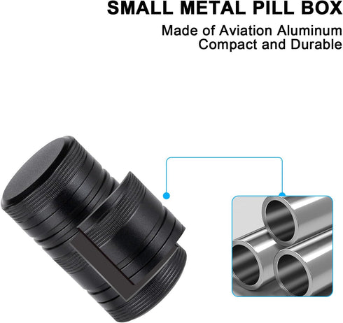 Small Daily Metal Pill Box, Waterproof Pill Container, Portable Medicine Holder for Vitamins, 1 Pack