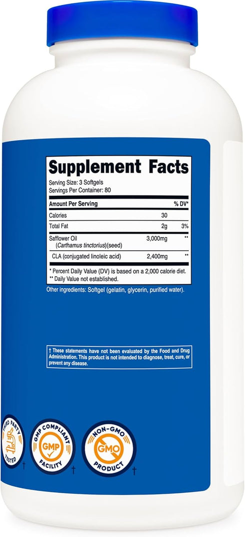 Nutricost CLA (Conjugated Linoleic Acid) 2,400mg, 240 Softgels - Gluten Free, Non-GMO