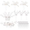 inSowni 28 Pack Silver Flower Pearl Wedding Bridal Hair Side Combs and U Shaped Hair Pins Clips for Women Girls