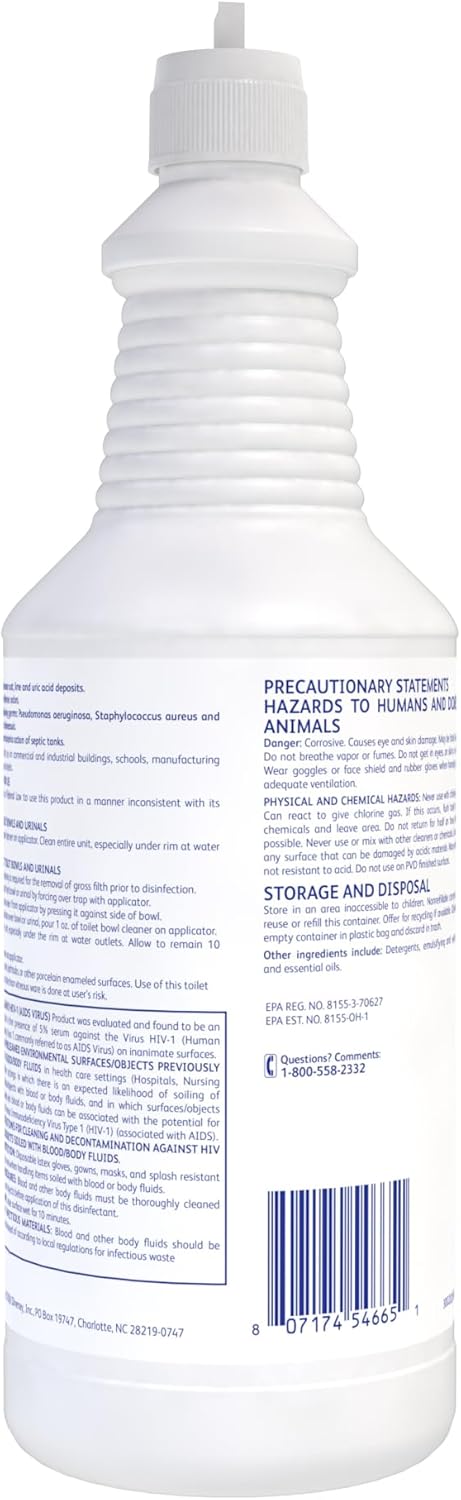 CREW 04560 Heavy Duty Toilet Bowl Cleaner & Disinfectant, 32-Ounce, 23% HCI, Mint Scent, Ready-to-Use