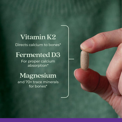 New Chapter Calcium Supplement with Magnesium, Vitamin D3+K2, 70+ Trace Minerals for Bone Health, 60 Slim Tablets